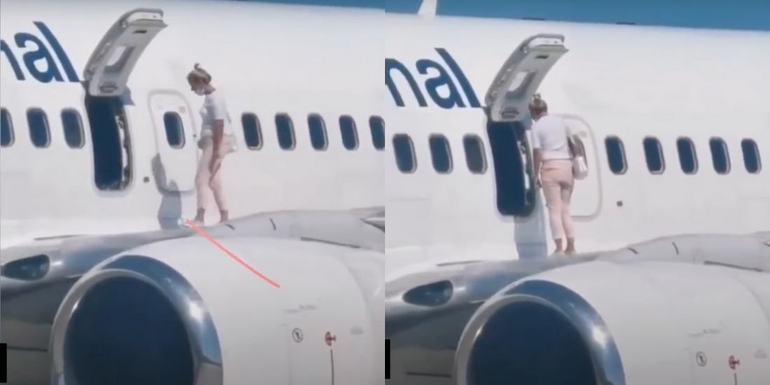 Caught On Video: Women Exit’s & Walks On Plane’s Wing As She Was “Feeling Hot”!