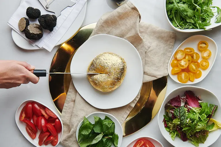 Gold Sheikh Burrata - 22 Karat Gold Topped Burrata 2-min