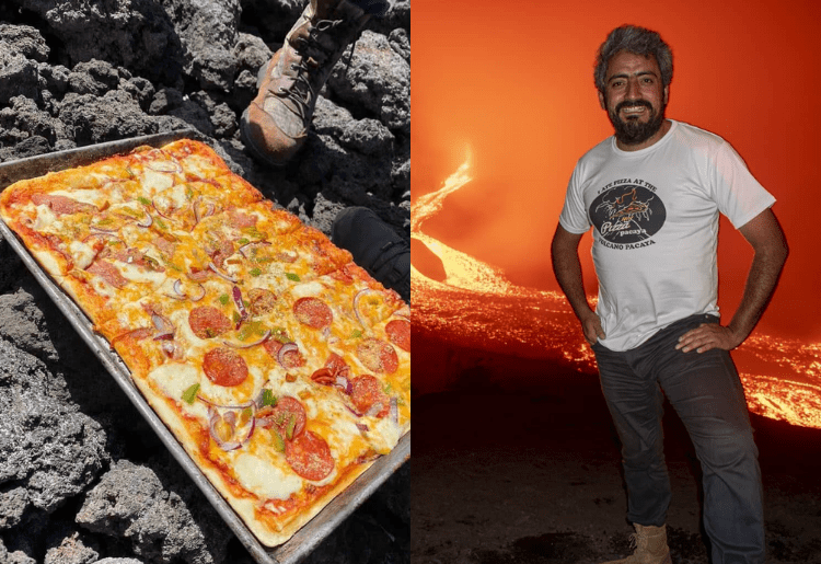 This 34-YO Man Is Cooking Pizza On Volcano Lava!