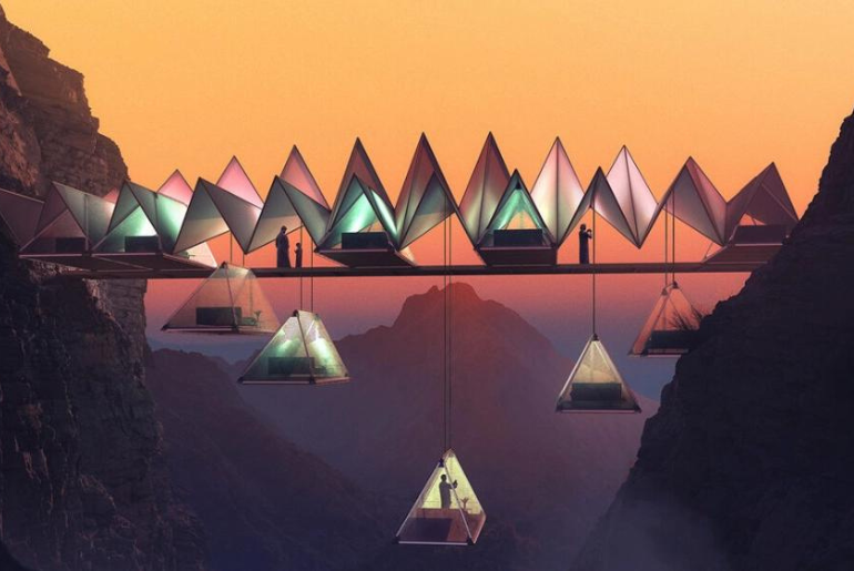 This Insane ‘Floating’ Glamp In Sharjah Lets You Camp Suspended Between Two Mountains